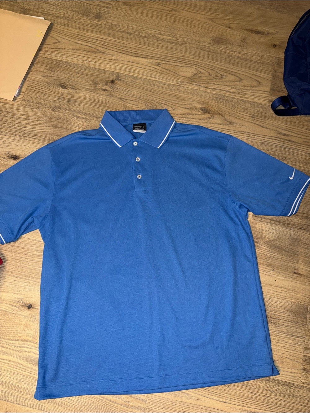 Nike fit dry Golf Men’s Royal Blue Polo with White Piping